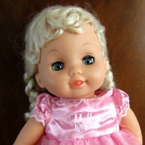 GIRL DOLL w CLOTHES, 7 PCS, GI-GO 12" TODDLER w PLATINUM BLONDE BRAIDS, SO CUTE!